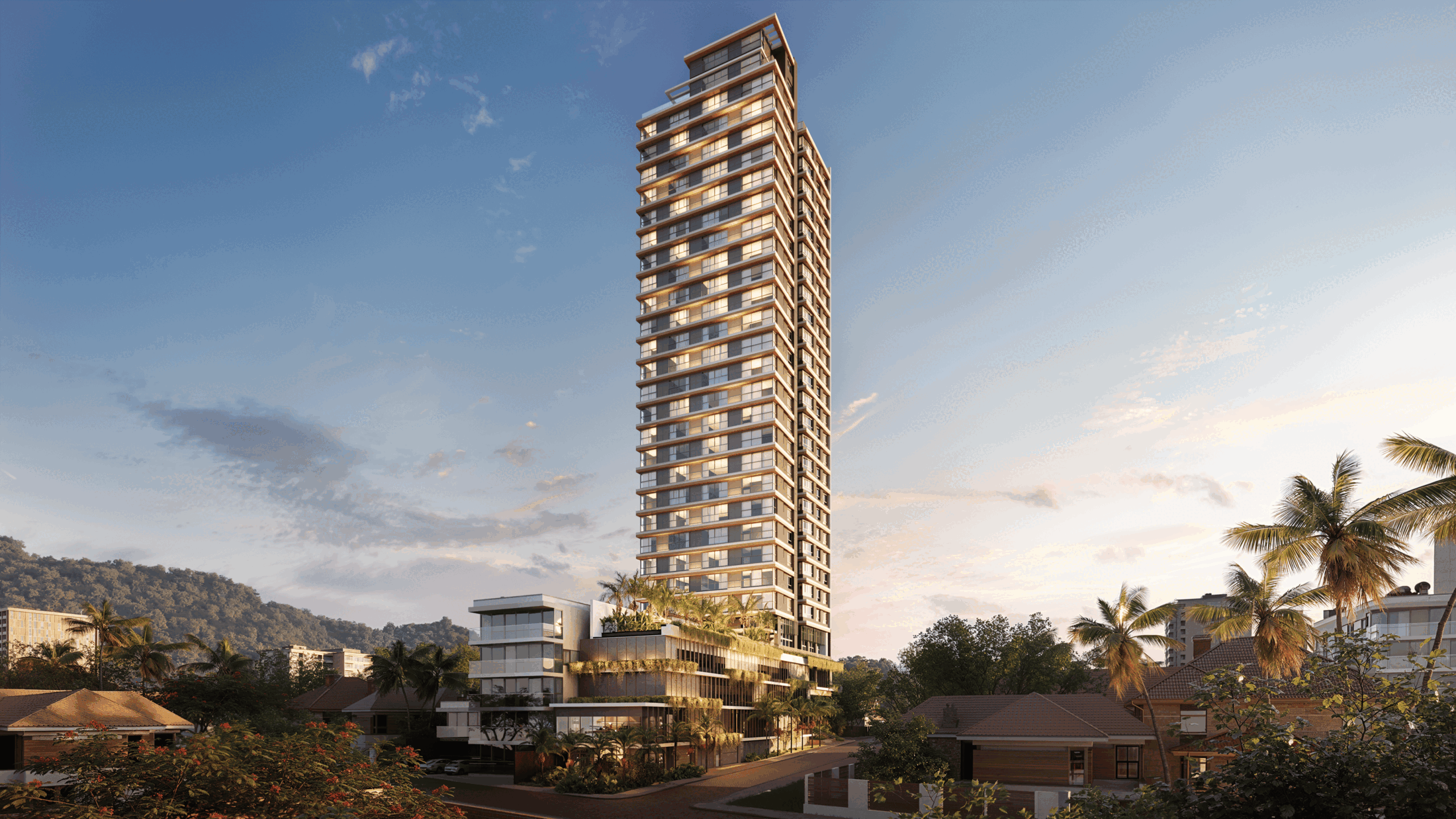 Render noturno da fachada do Amaran, em Penha — SC