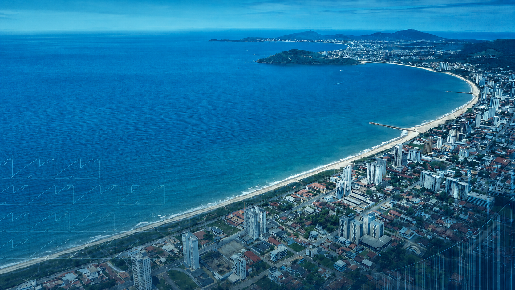 Vista aérea do litoral norte de Santa Catarina